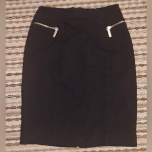 MICHAEL Michael Kors Black Pencil Skirt with Silver Zippers Size 2P